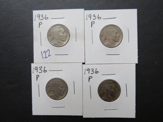 (4) 1936-P Buffalo Nickels