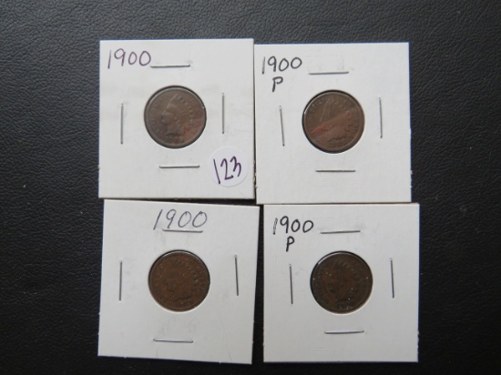 (4) 1900- Indian Head Cents