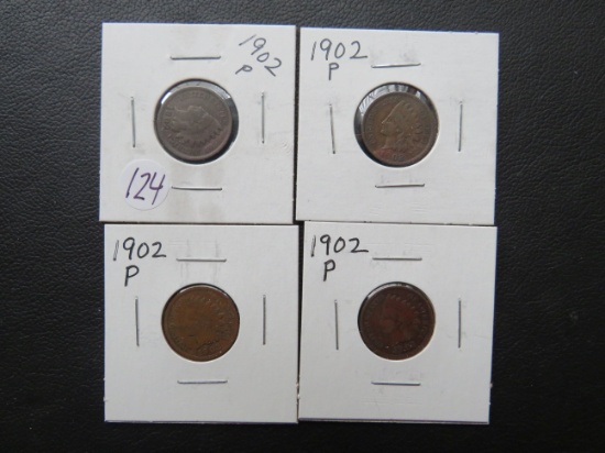 (4) 1902- Indian Head Cents