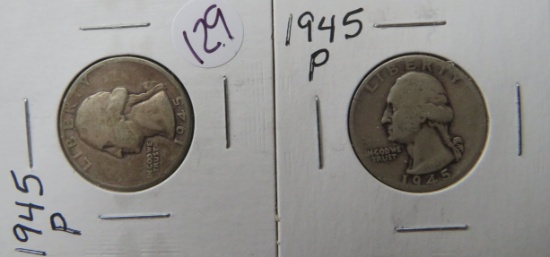 (2) 1945-P Washington Quarters
