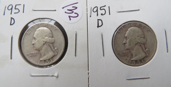 (2) 1951-D Washington Quarters