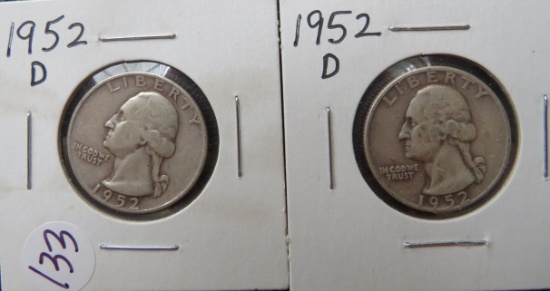 (2) 1952-D Washington Quarters