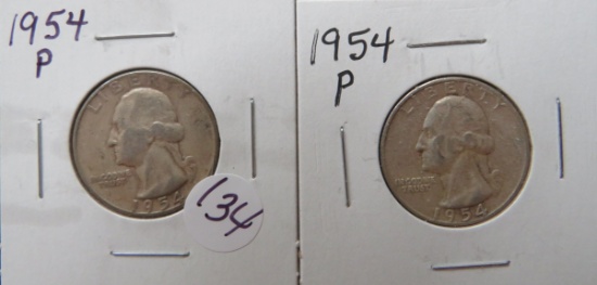 (2) 1954-P Washington Quarters