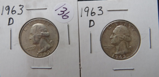 (2) 1963-D Washington Quarters