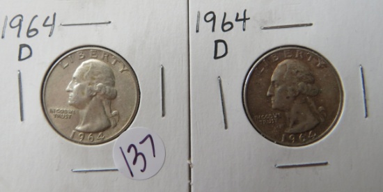 (2) 1964-D Washington Quarters