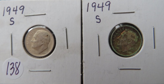 (2) 1949-S Roosevelt Dimes