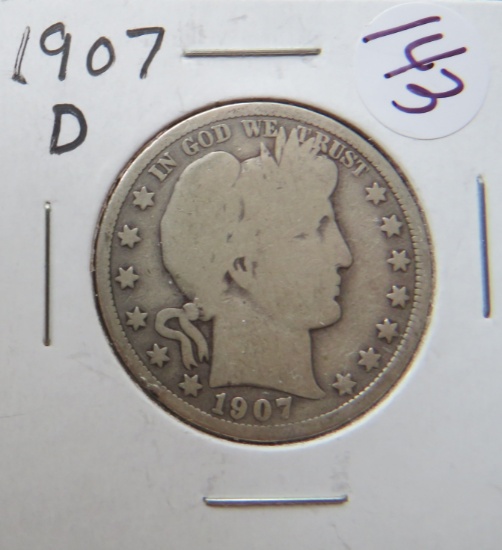 1907-D Barber Half Dollar