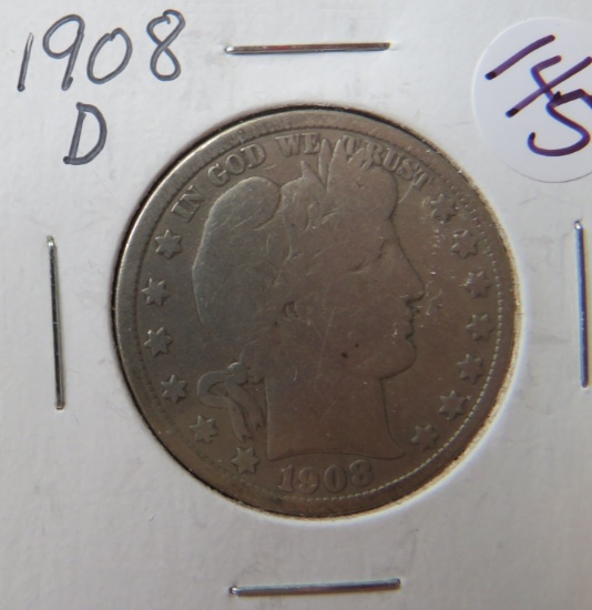 1908-D Barber Half Dollar