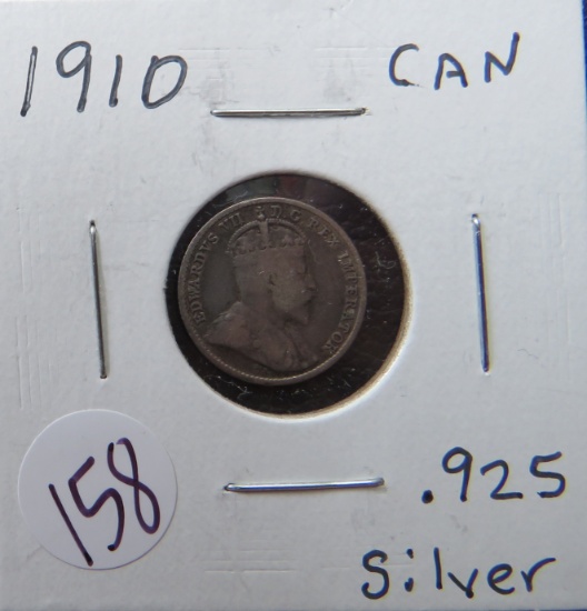 1910- Canada Silver 5 Cent Piece