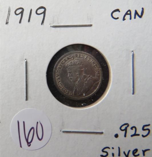 1919- Canada Silver 5 Cent Piece