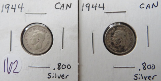 (2) 1944- Canada Silver Dimes