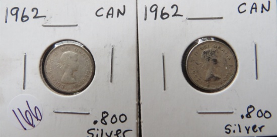 (2) 1962- Canada Silver Dimes