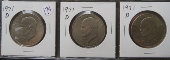 (3) 1971-D Eisenhower dollars