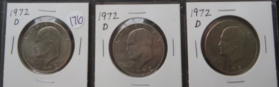 (3) 1972- D Eisenhower Dollars