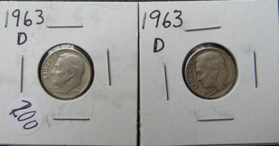 (2) 1963-D Roosevelt Dimes