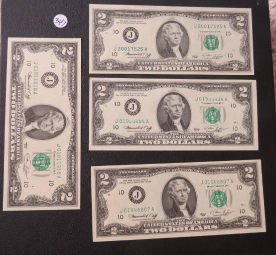 (4) 1976- 2 dollar bills