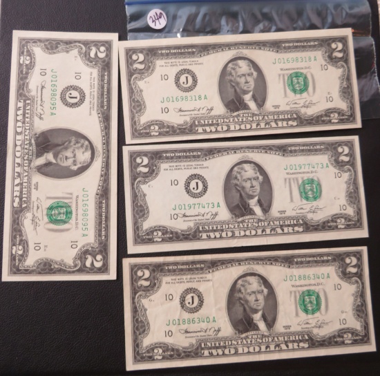 (4) 1976- 2 dollar bills