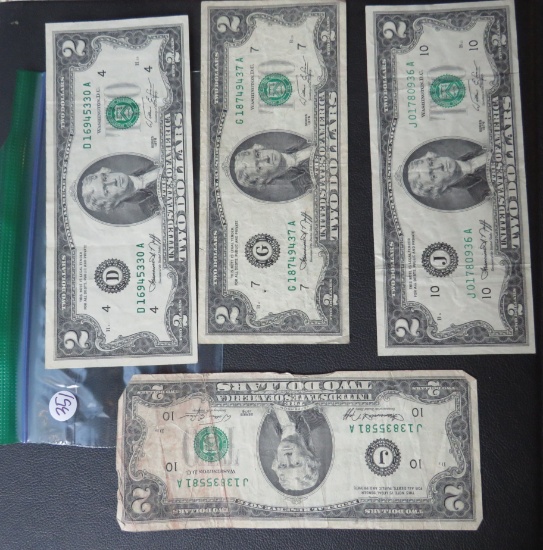(4) 1976- 2 dollar bills