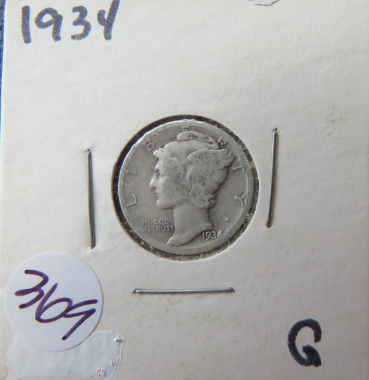 1934- Mercury Dime
