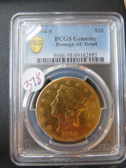 1904-S PCGS Genuine $20 Gold Coin