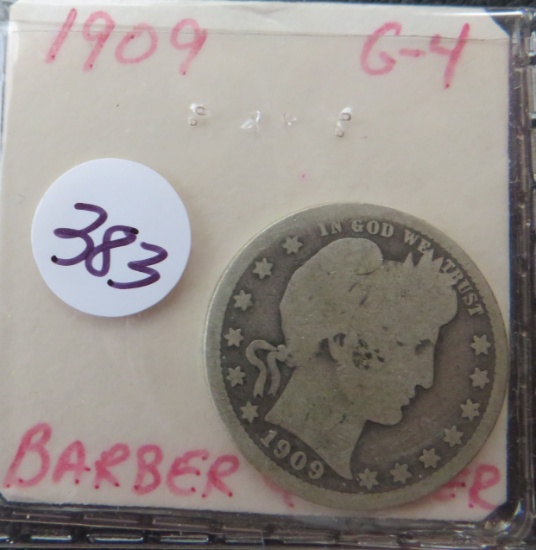 1909- Barber Quarter
