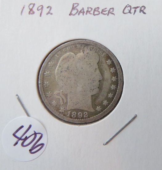 1892- Barber Quarter