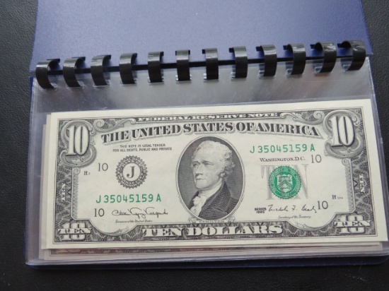 (6) $10 1990 Bills, (2) 1934,1990  (2) $1  FRN 1977,1990