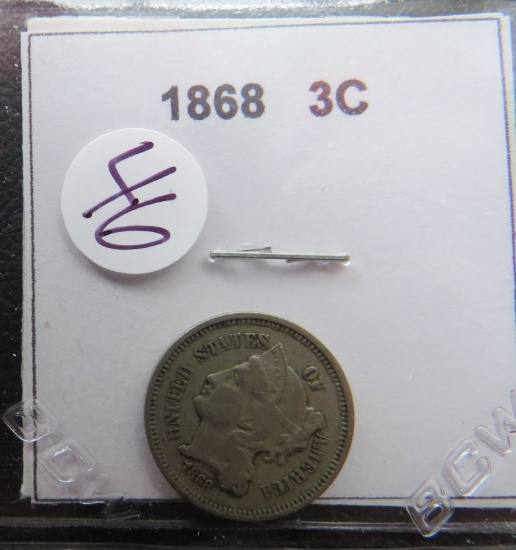 1868- Three Cent Coin