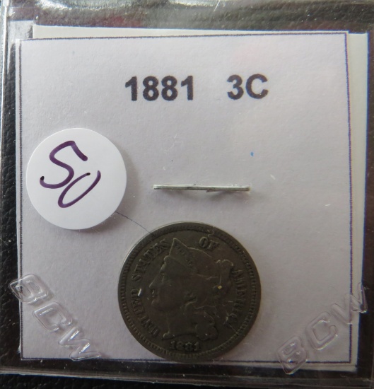 1881- Three Cent Coin