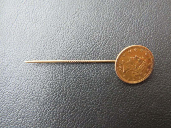 1852- $2.50 Gold Coin on a Stick Pin