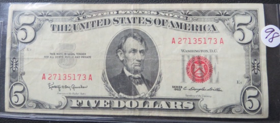 1963- US Five Dollar United States Note