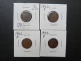 (4) 1902- Indian Head Cents
