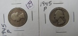 (2) 1945-P Washington Quarters