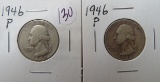(2) 1946-P Washington Quarters