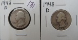 (2) 1948-D Washington Quarters