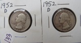 (2) 1952-D Washington Quarters