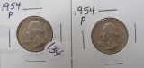 (2) 1954-P Washington Quarters