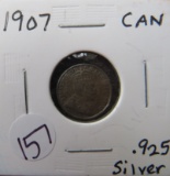 1907- Canada Silver 5 Cent Pieces