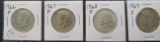 1966-P, 1967-P, 1968-D, 1969-D Kennedy Half Dollars