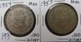 (2) 1959- Mexico Silver Pesos
