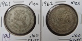 (2) 1961- Mexico Silver Pesos