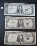 (3) 1957-B Blue Seal One Dollar Notes