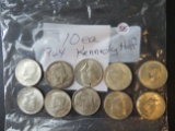 (10) 1964- Kennedy Half Dollars