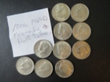 (10) 1964- Kennedy Half Dollars