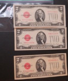 (6) 1928-G Red Seal $2 Dollar Bill