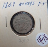1867- 5 Cent- No Rays