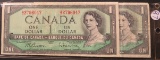(2) Canda 1954- One Dollar Notes
