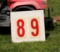 Wood sign W metal gas station numbers