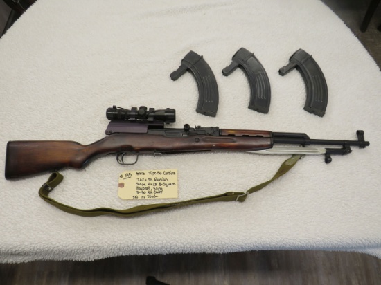 SKS Type 56 Carbine 7.62x39 Russian Scope 4x28 B-square Bayonet, Sling, 3030 rd Clips