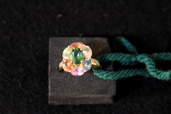 14K all-tourmaline ring W diamond accents
